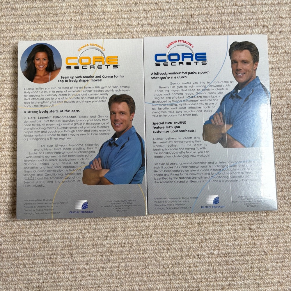 Gunnar Peterson Core Secrets DVD Set Brooke Burke VTG 2000s Y2K Fitness Workout - Picture 2 of 2